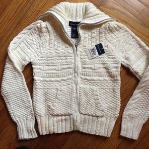 NEW - Girls  6X Ralph Lauren Sweater White Fullzip